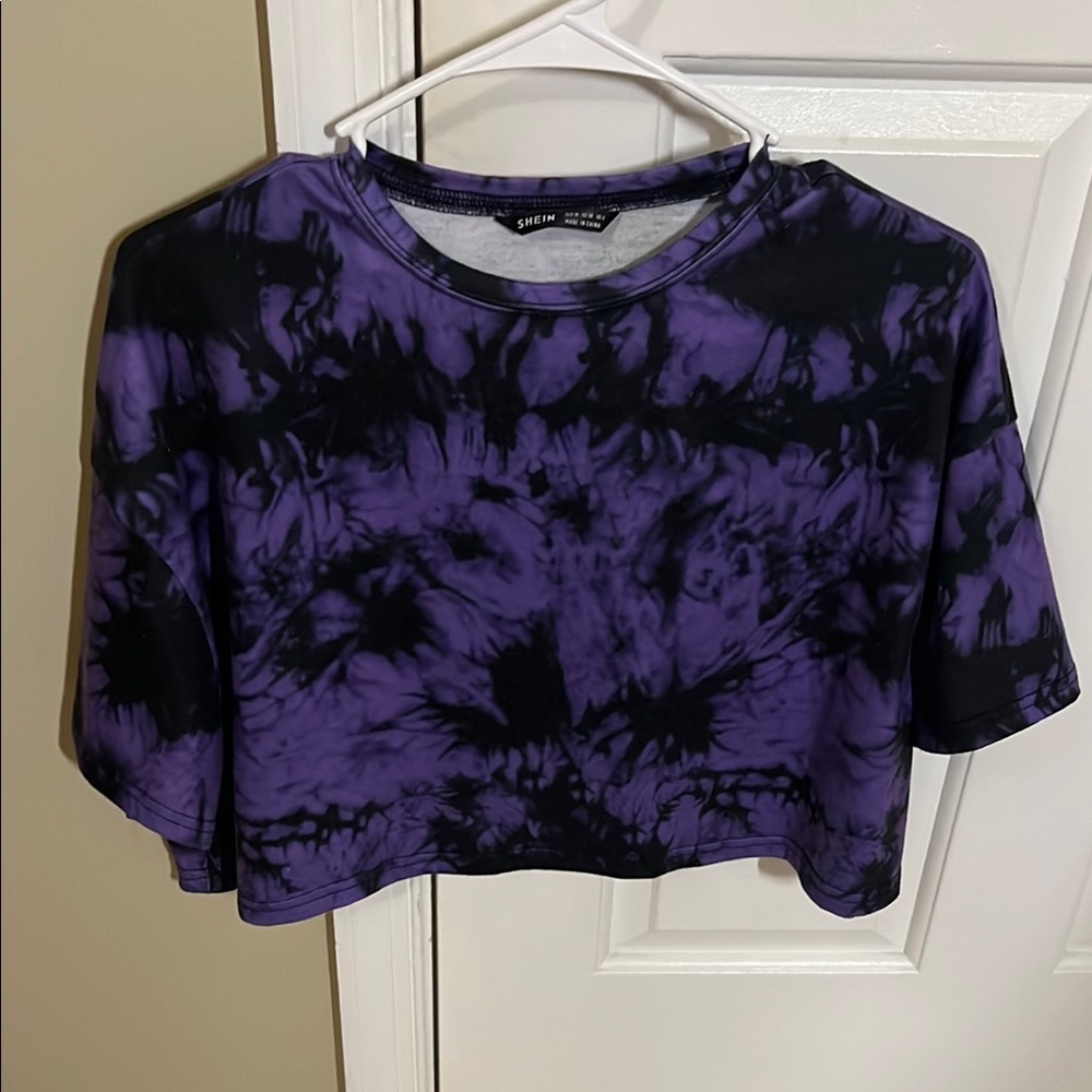 Purple Boxy Crop T-Shirt Short Sleeve